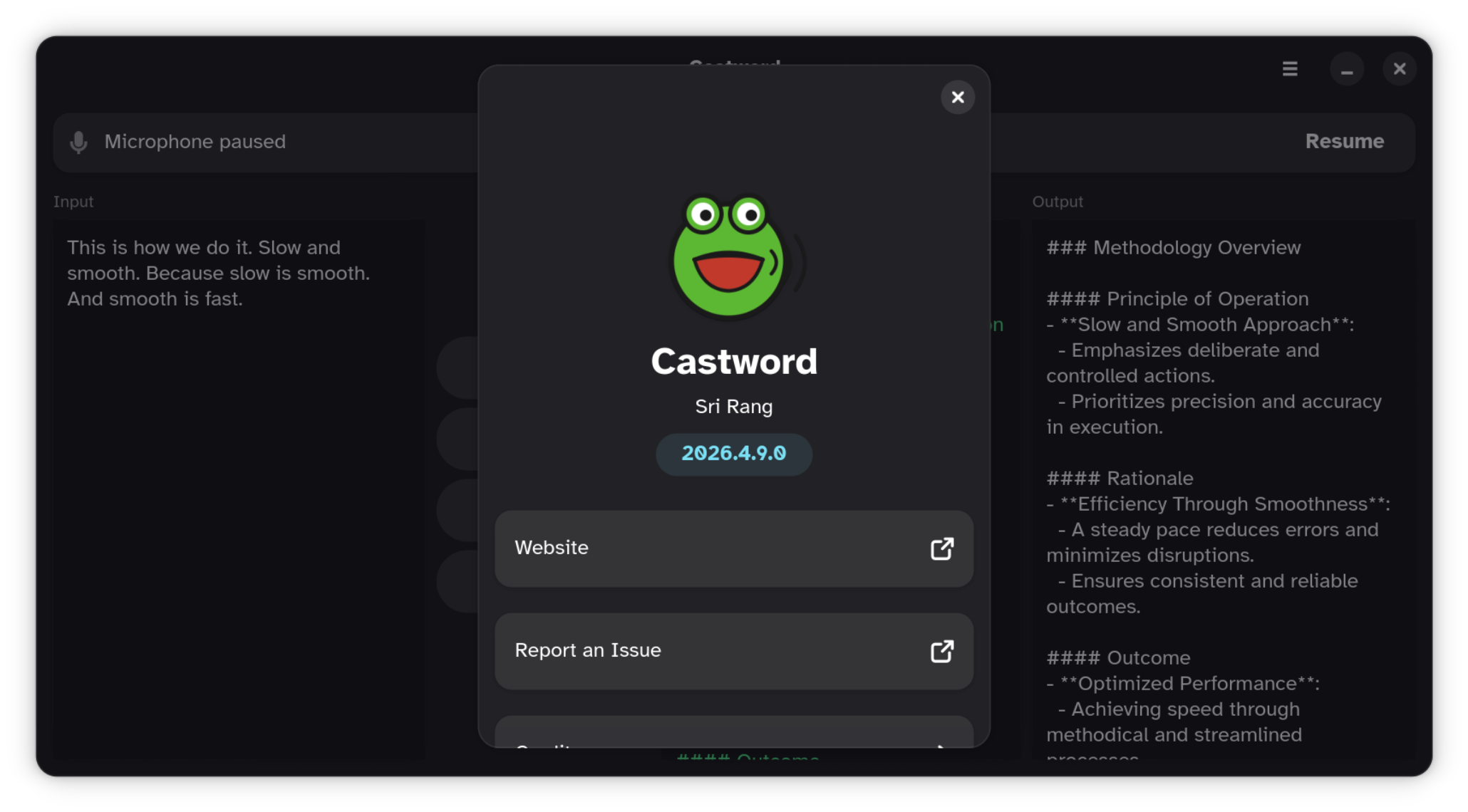 Castword — about dialog