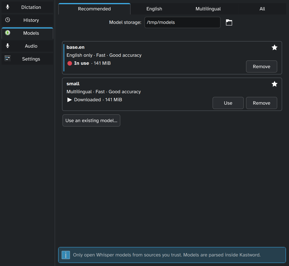 Kastword — speech model management